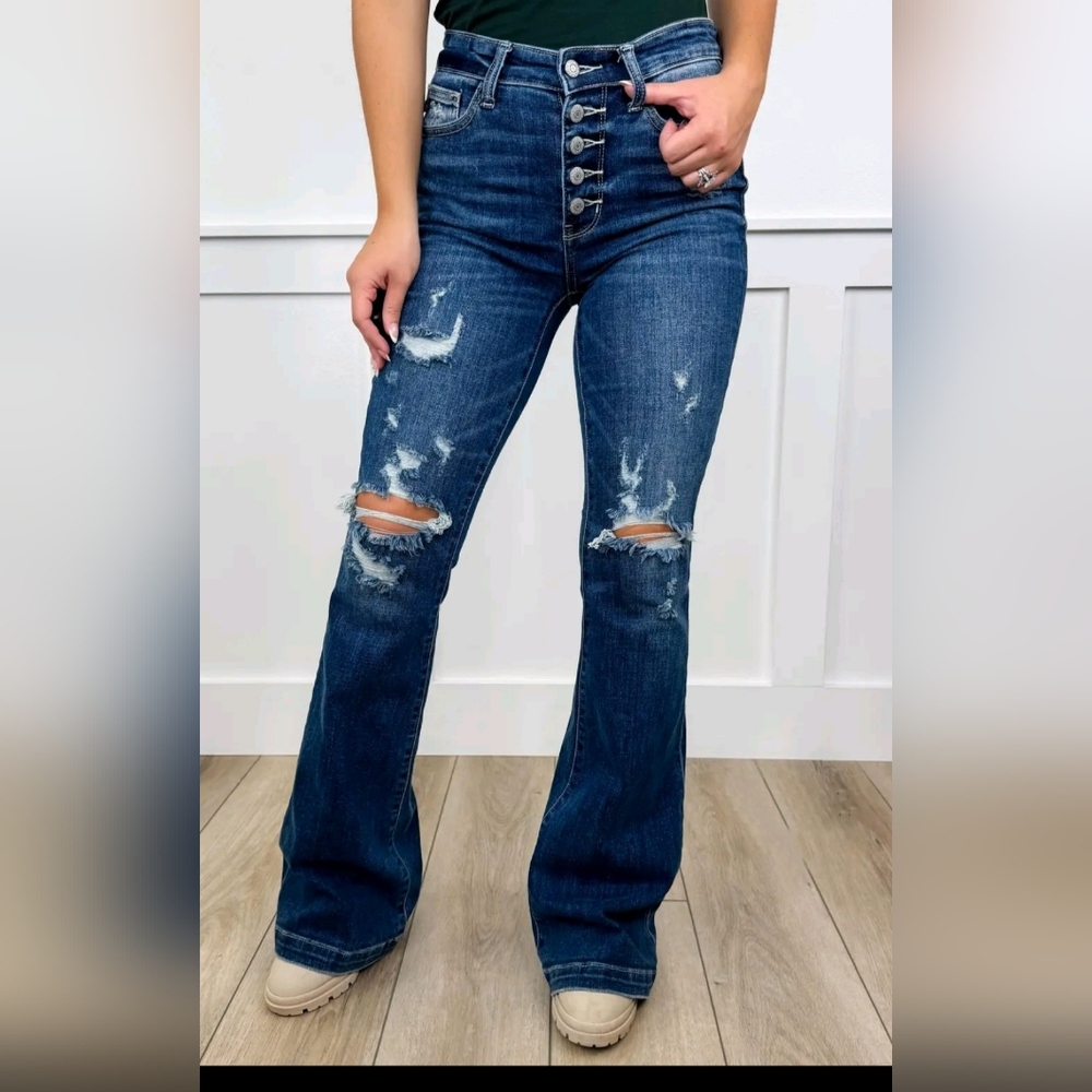 Judy Blue Distressed Dark Blue Jeans
